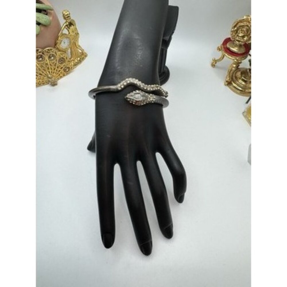 SNAKE BANGLE YELLOW RHINESTONE AND HARD BRASS METAL